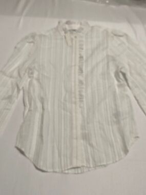 NWT Madewell Ruffled Button-Up Top Striped White XXS NW715